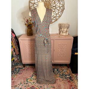Women's Leota Maxi Dress, Size L, Blue & Orange